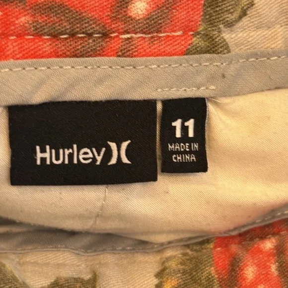 Hurley Denim Shorts Red Yellow Rose Flower Print - Picture 8 of 8
